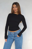 Only For Tonight Long Sleeve Top Black