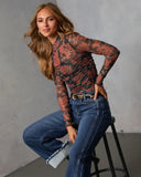 Spiced Dusk Printed Mock Neck Bodysuit
