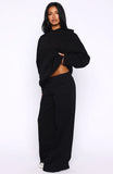 Come A Long Way Wide Leg Sweatpants Black