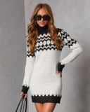 Starry Cabin Abstract Fair Isle Mini Sweater Dress