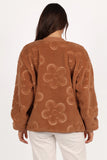 Lasky Flower Pattern Button Down Jacket Camel