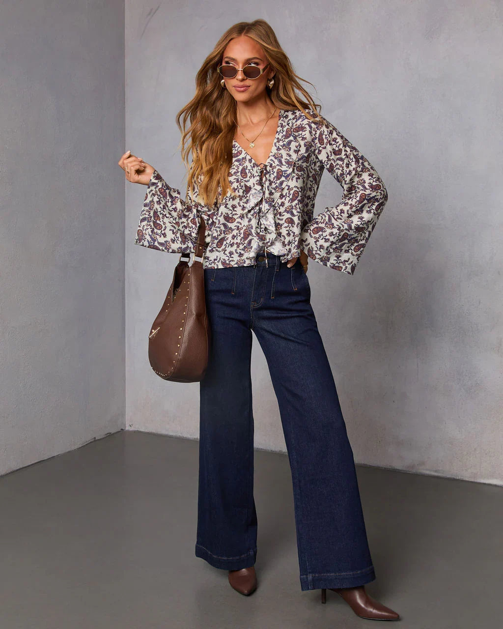 Marene Paisley Ruffle Top