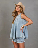Desert Muse Pleated Denim Top