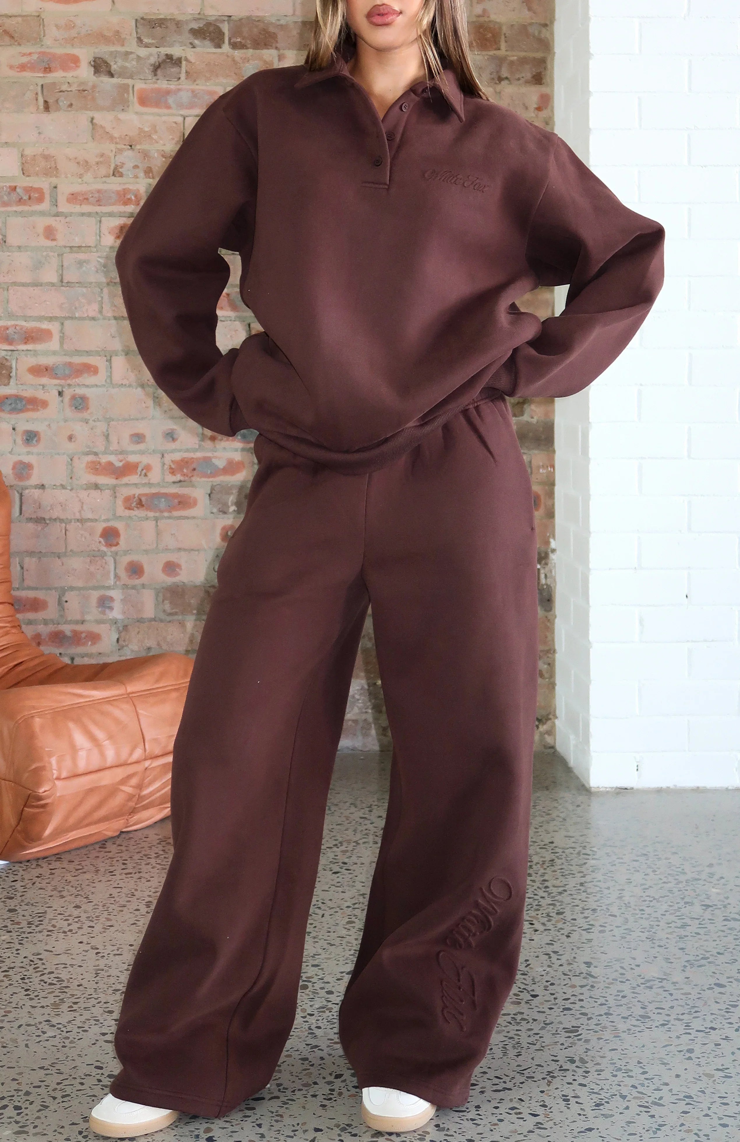 Chill Moves Wide Leg Sweatpants Chocolate