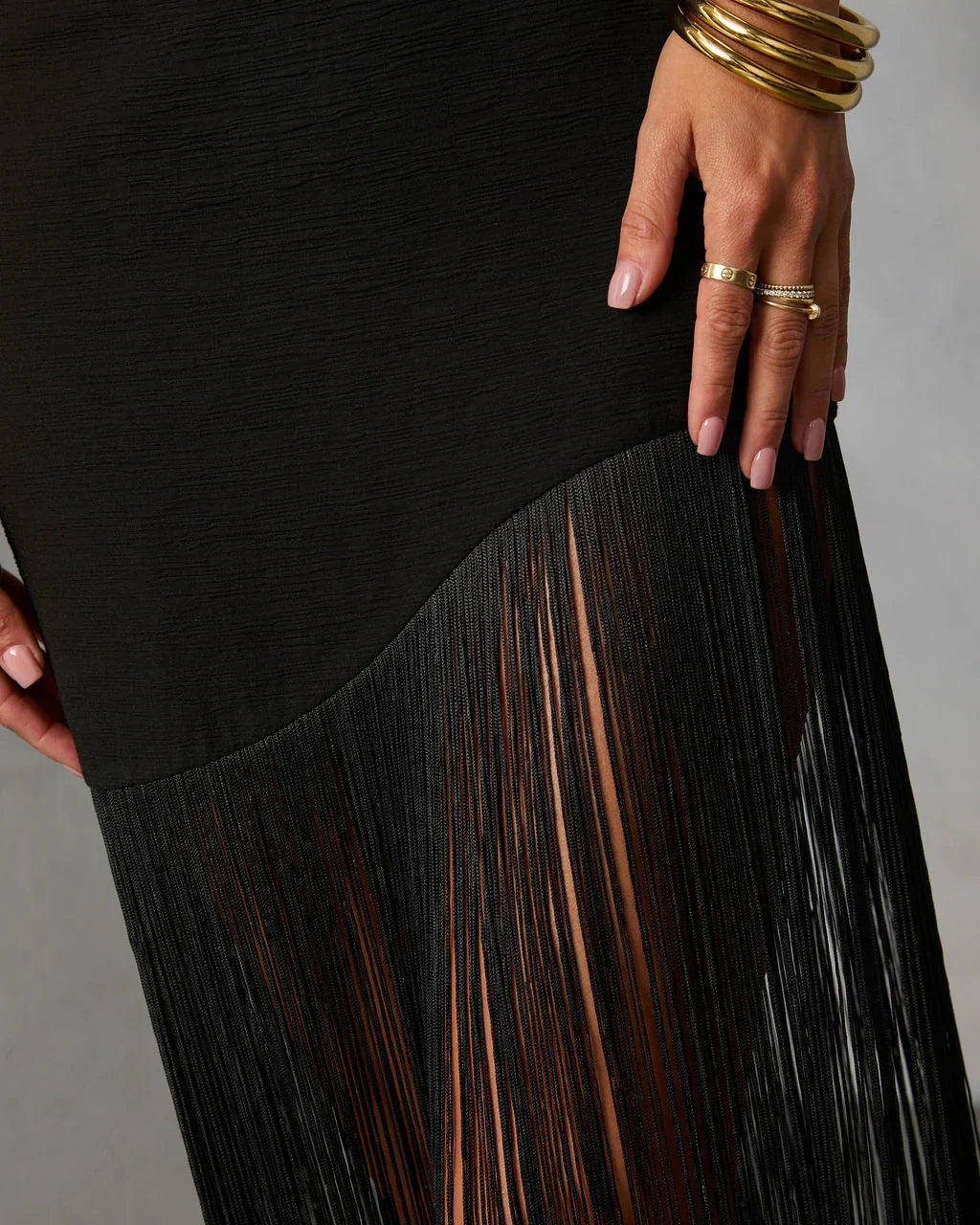 Savinah Fringe Midi Skirt