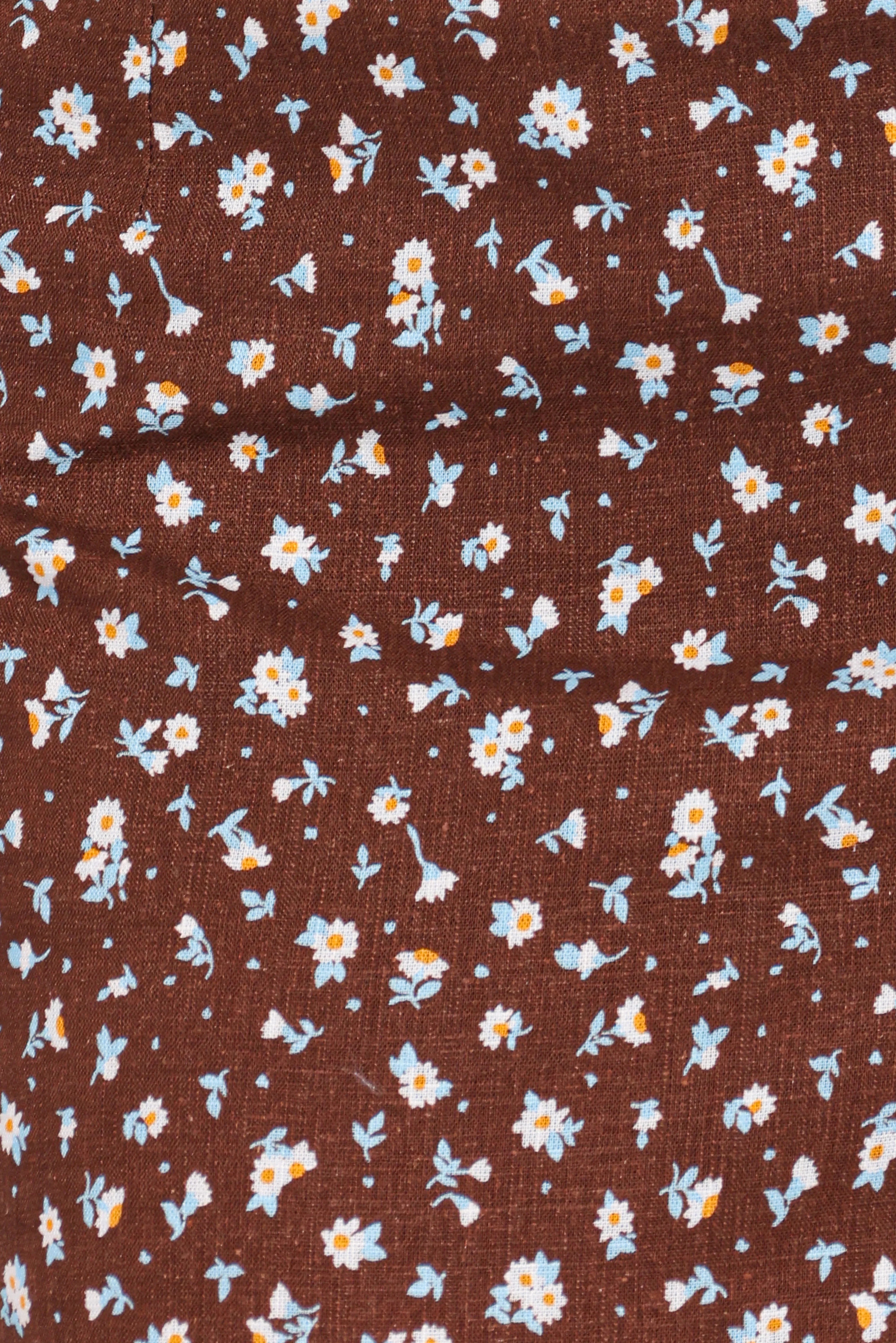 Madison Linen Cropped Tank Brown Floral