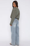 Kendall Mid Rise Wide Leg Jeans Light Blue