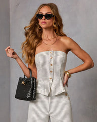 Light Touch Pinstripe Strapless Top