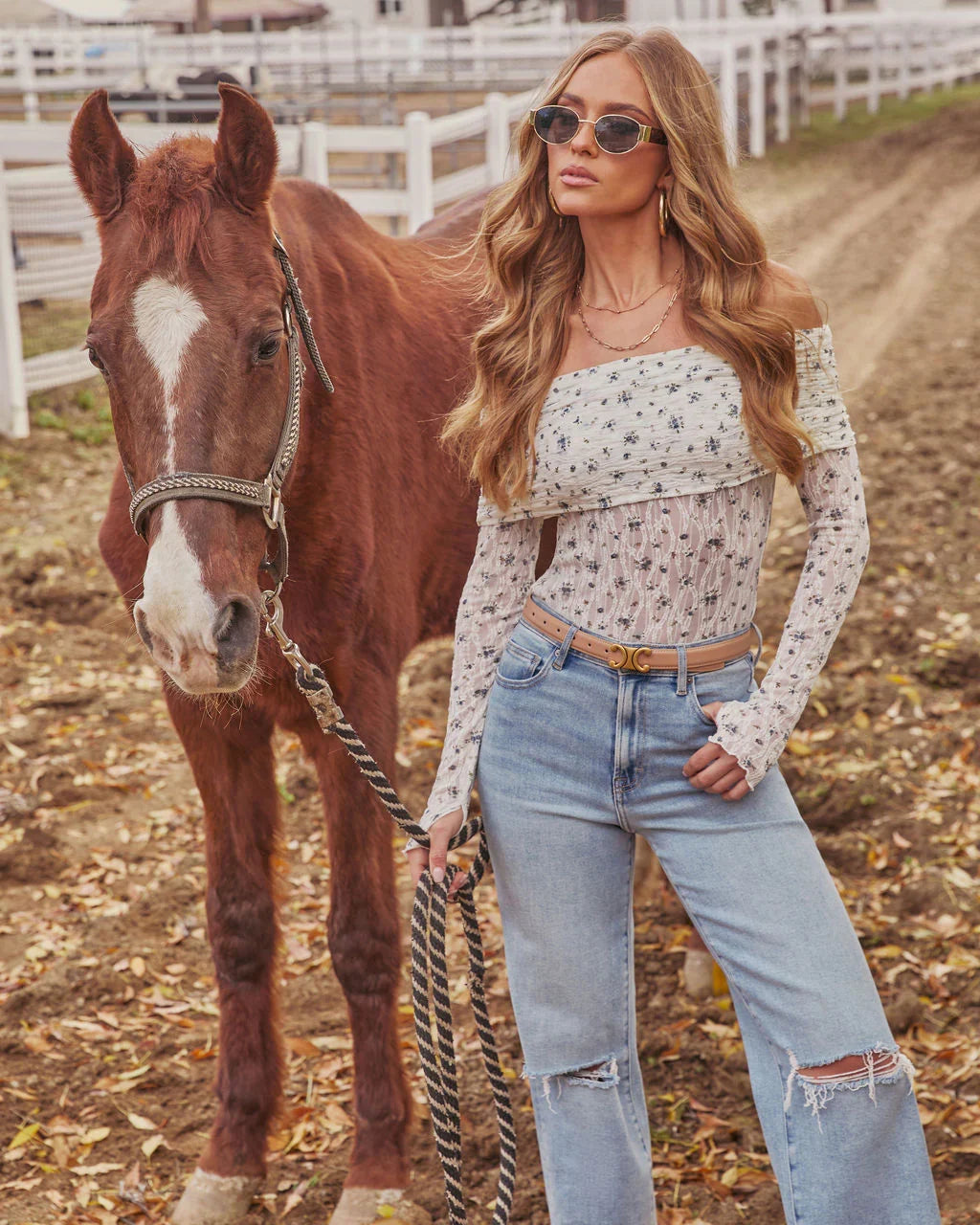 Luellie Off The Shoulder Floral Bodysuit