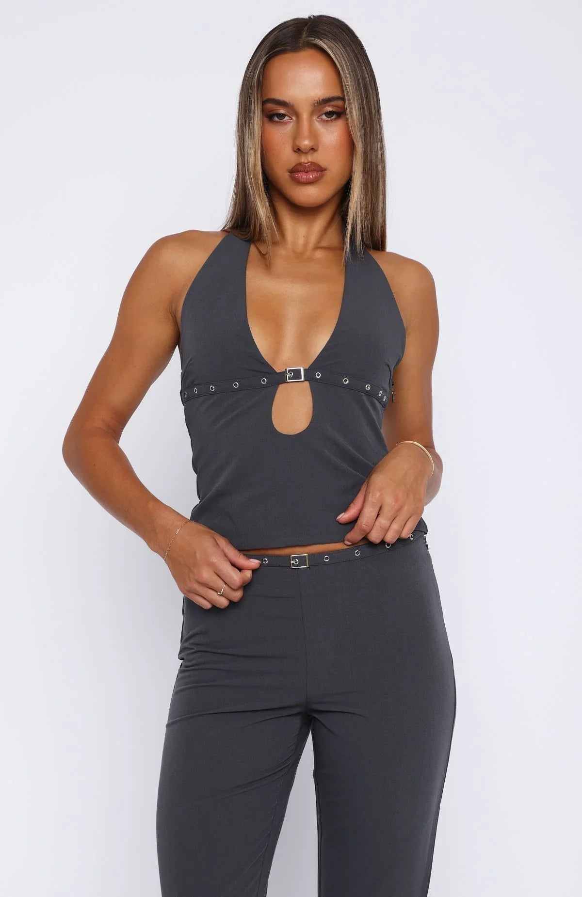 Firestorm Halter Top Charcoal