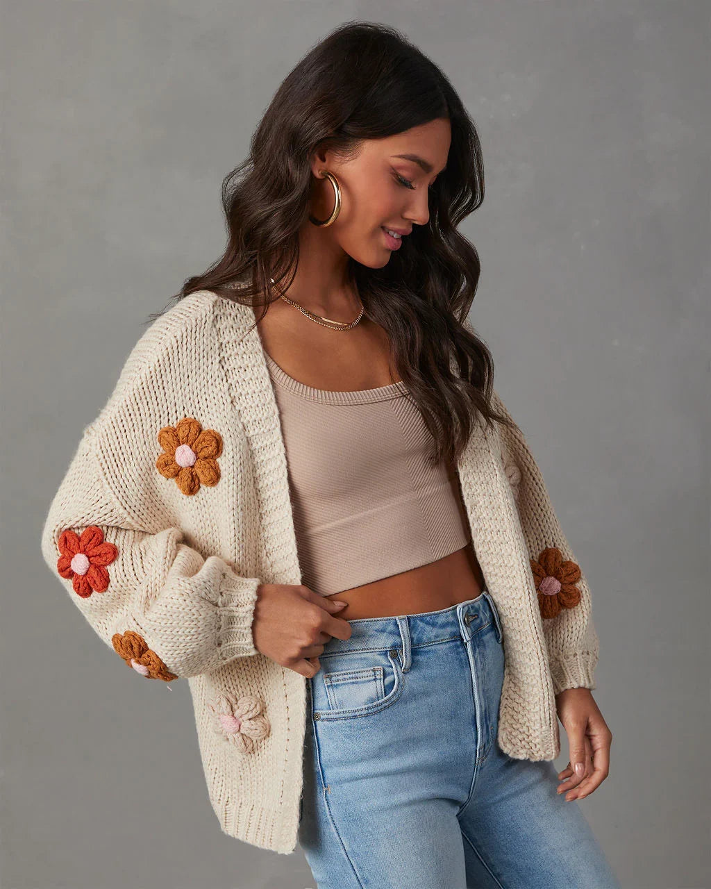 Fallen Daisy Oversized Knit Cardigan