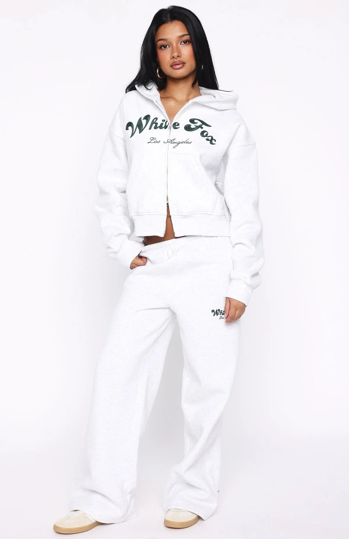 Through Thick And Thin Boxy Zip Front Hoodie Grey Marle