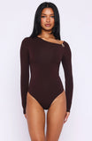 Double Down Long Sleeve Bodysuit Dark Chocolate