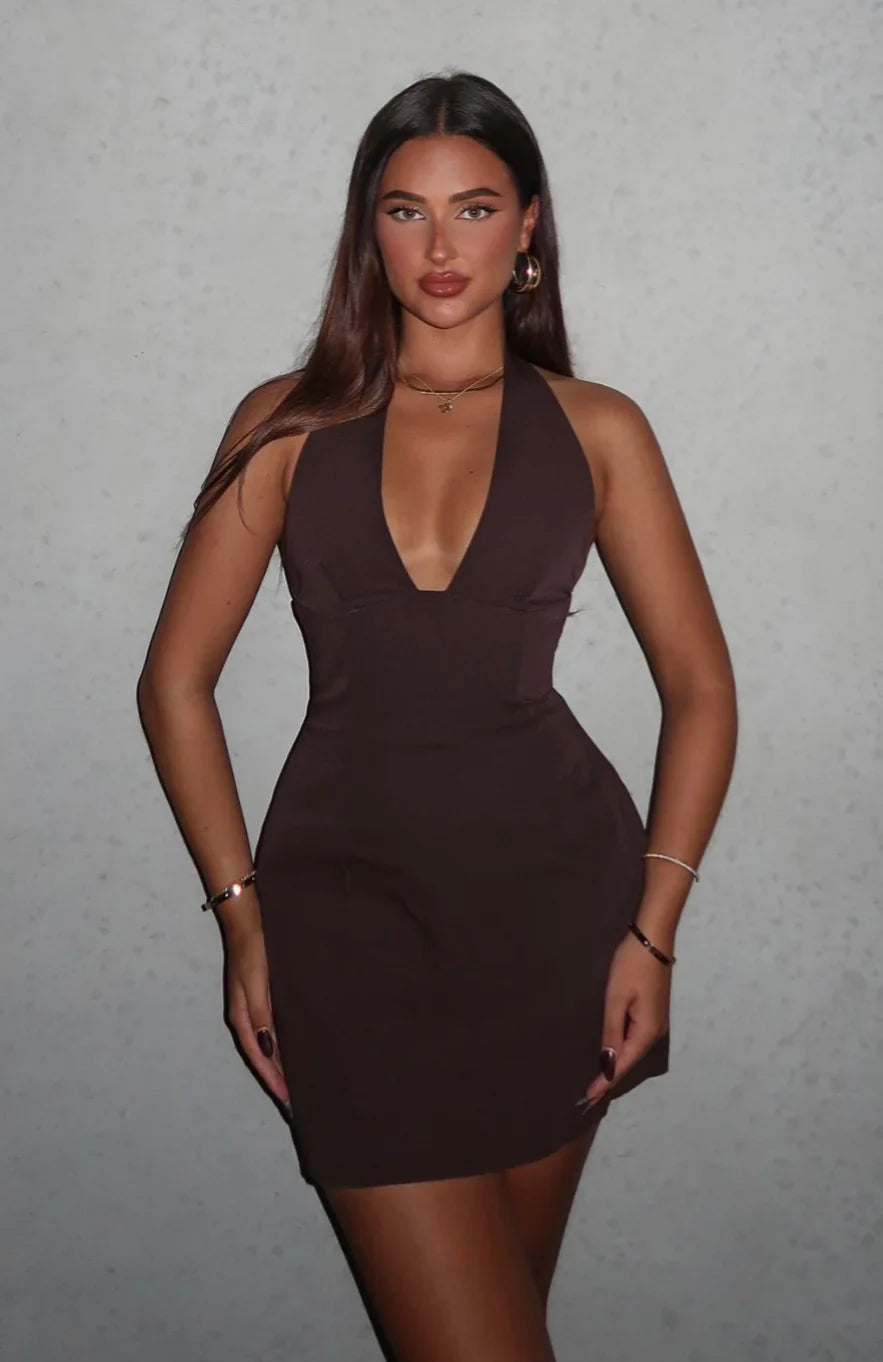 Feelings For You Mini Dress Chocolate