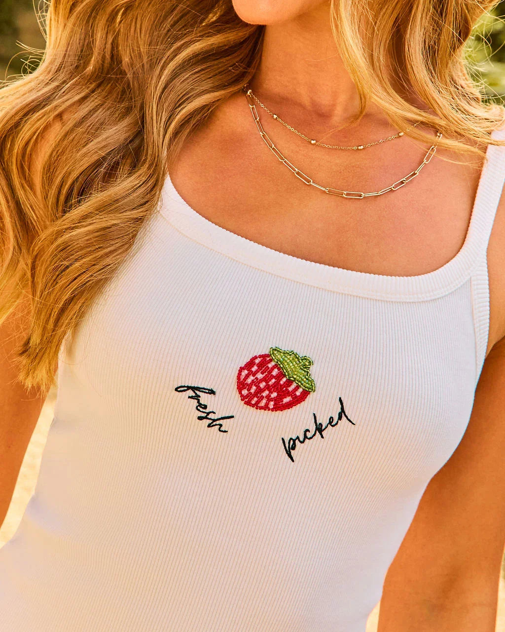 Berry Stand Graphic Strawberry Print Tank Top