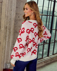 Winter Willow Bow Print Cardigan