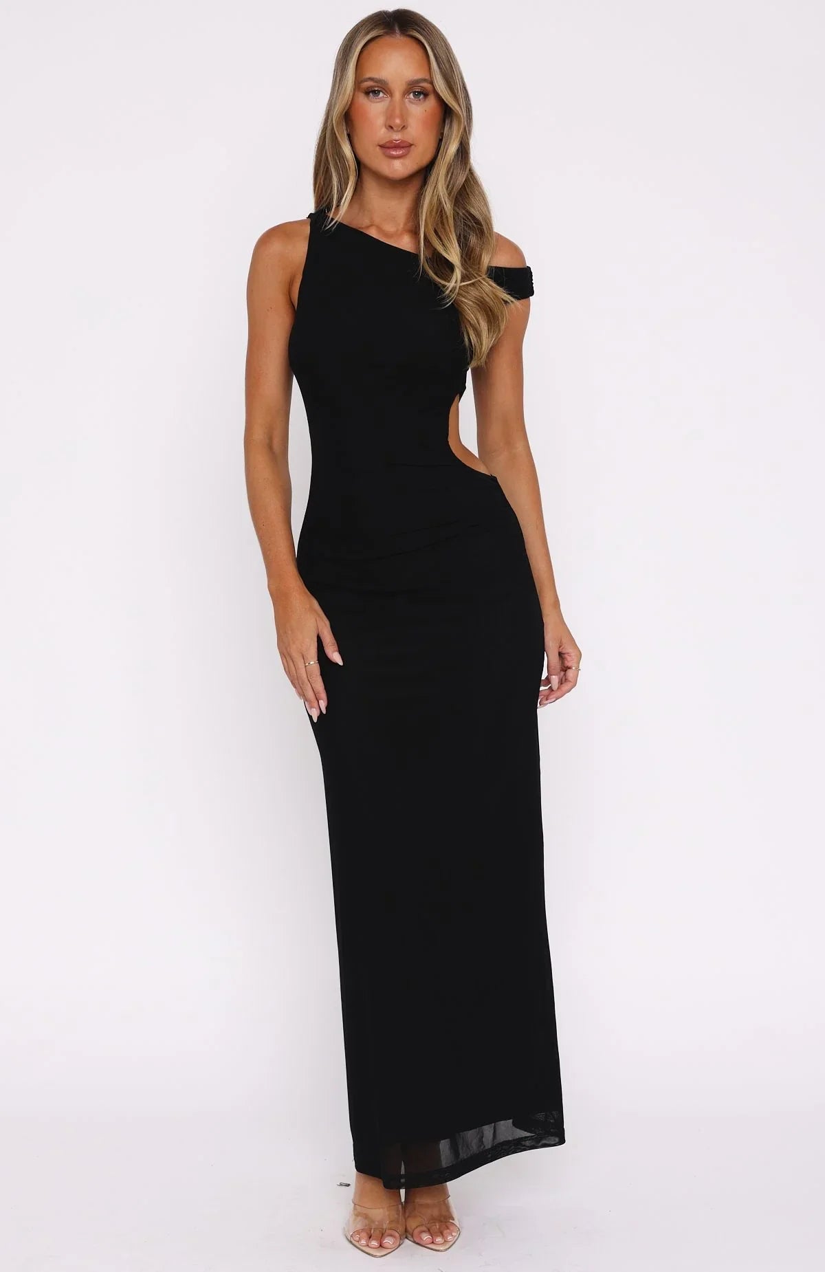 Living For The Weekend Mesh Maxi Dress Black
