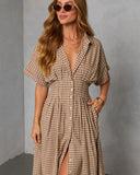 Backroad Blues Gingham Midi Shirt Dress