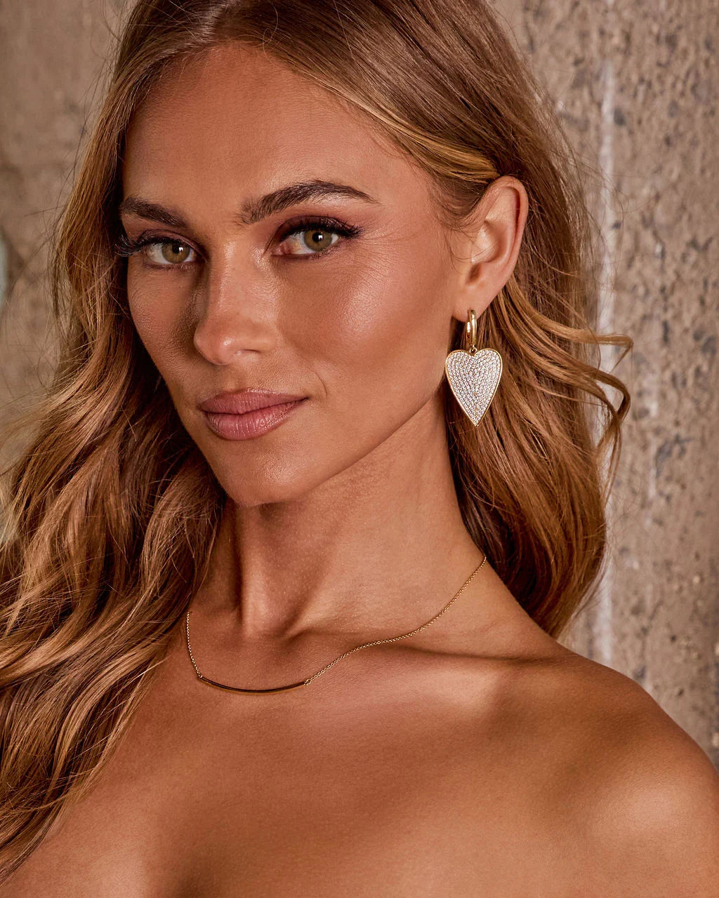 Shimmer Lane Embellished Heart Earrings