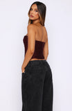 All Too Well Fringe Bustier Burgundy
