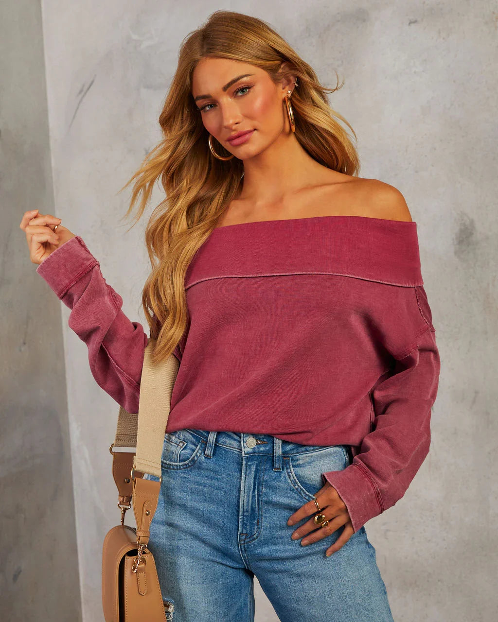 Coffee Run Off The Shoulder Sweater