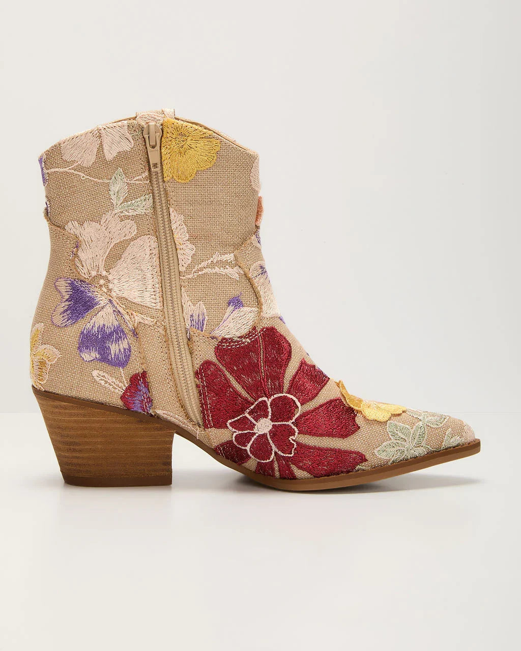 Sandrine Embroidered Floral Booties