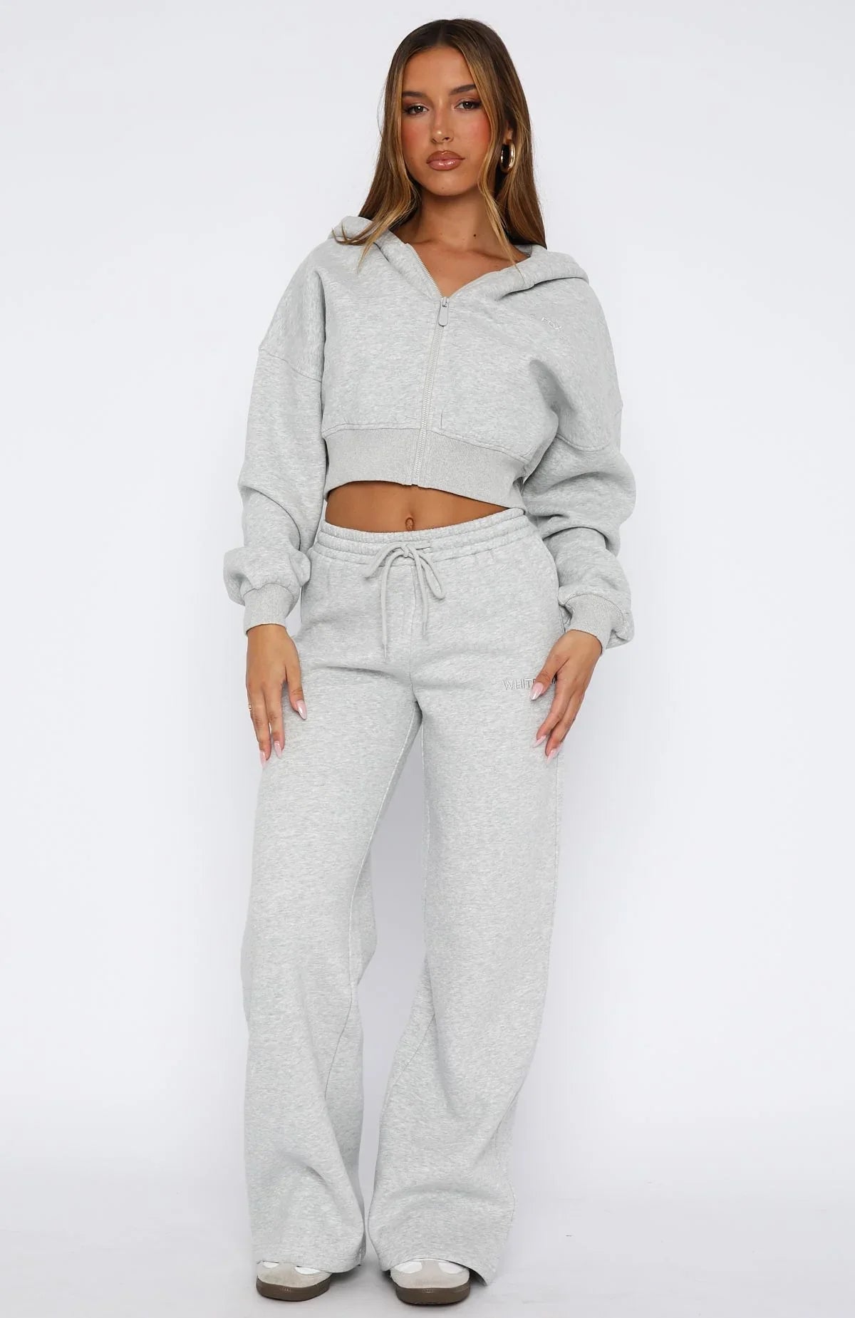 Stay Lifted Wide Leg Sweatpants Dark Grey Marle
