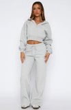 Stay Lifted Wide Leg Sweatpants Dark Grey Marle