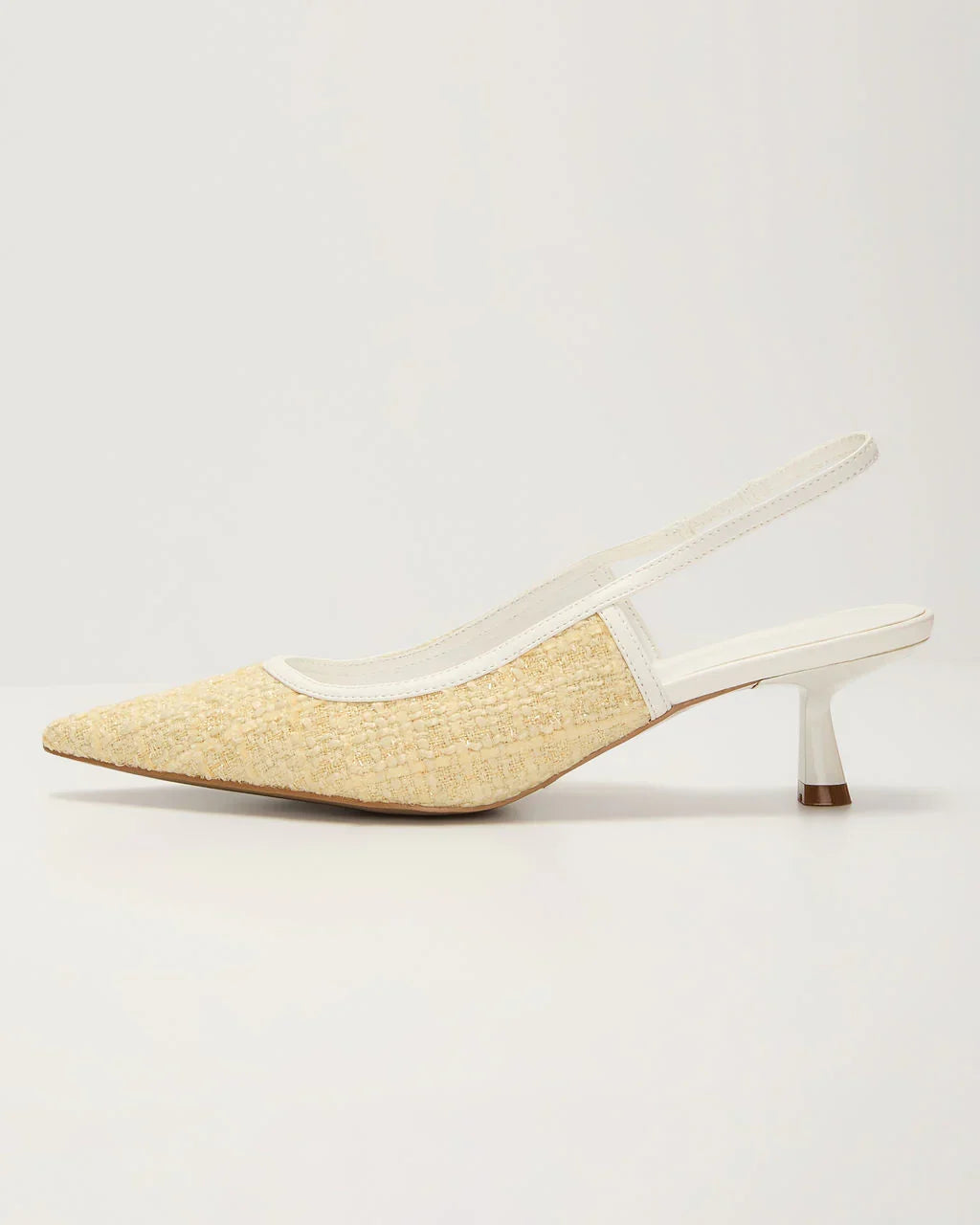 Poised Moment Tweed Slingback Kitten Heels
