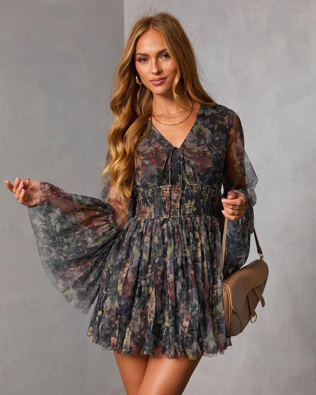 Dahliah Printed Fit And Flare Mini Dress