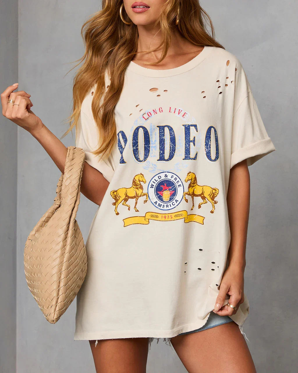 Long Live Rodeo Distressed Oversized Graphic Tee
