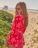 Shaney Color Block Waist Tie Floral Romper