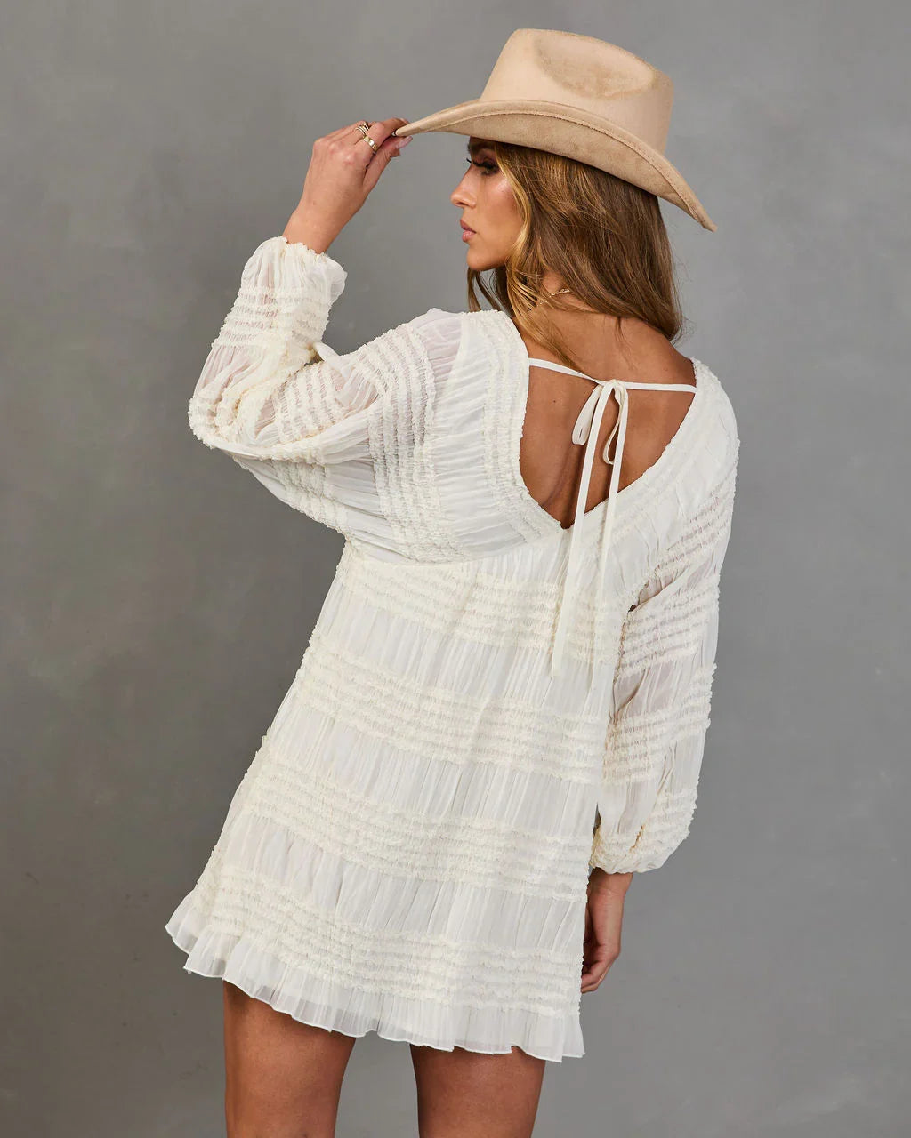 Afternoon Haze Ruffle Trim Mini Dress