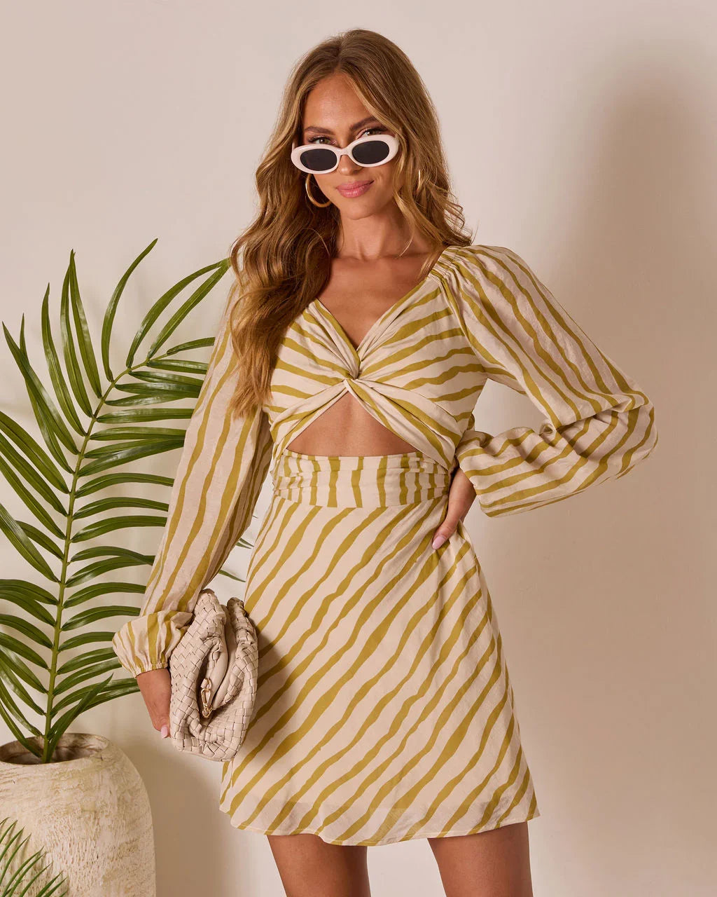 Glow Hour Striped Cutout Mini Dress