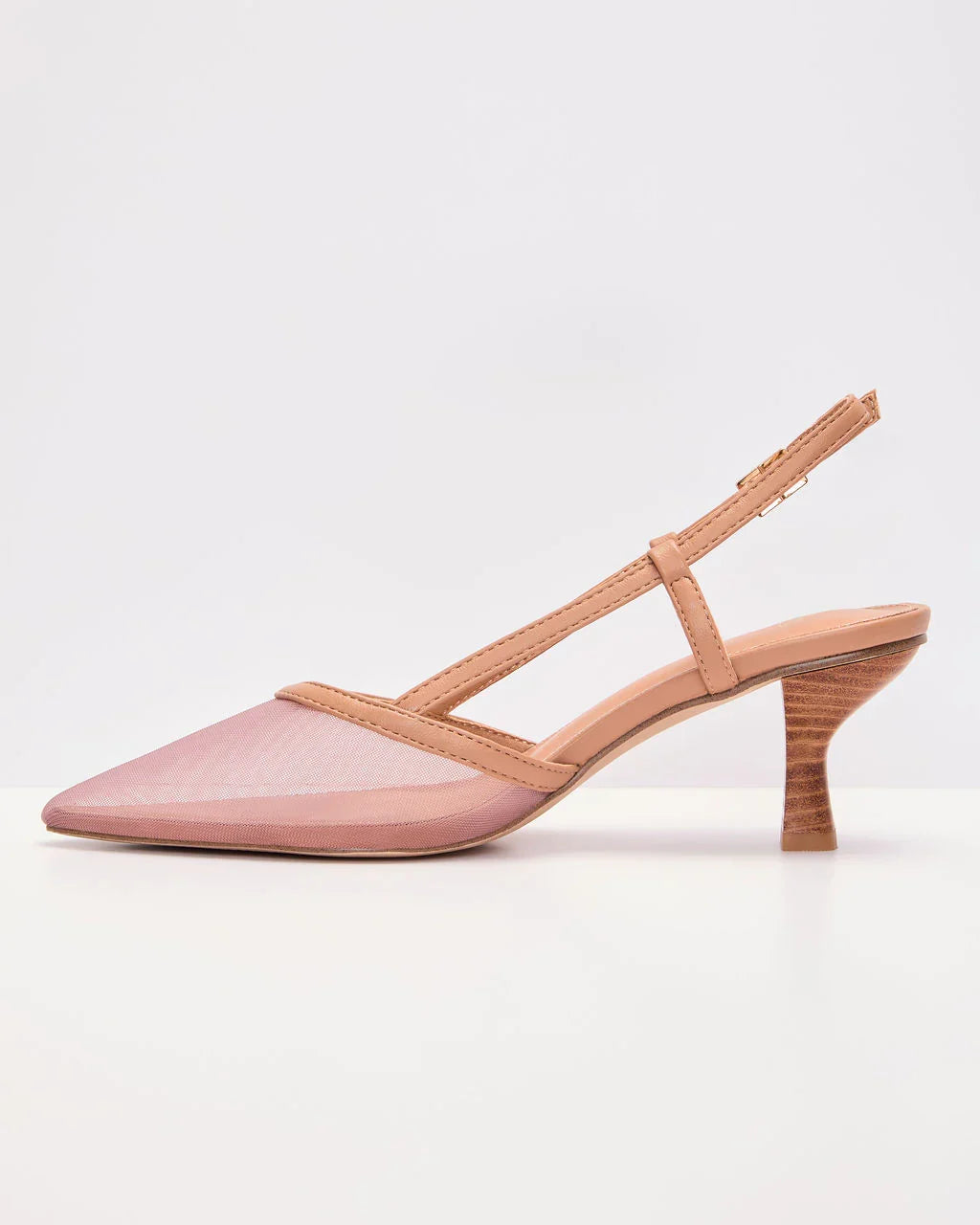 Salted Honey Mesh Slingback Kitten Heels