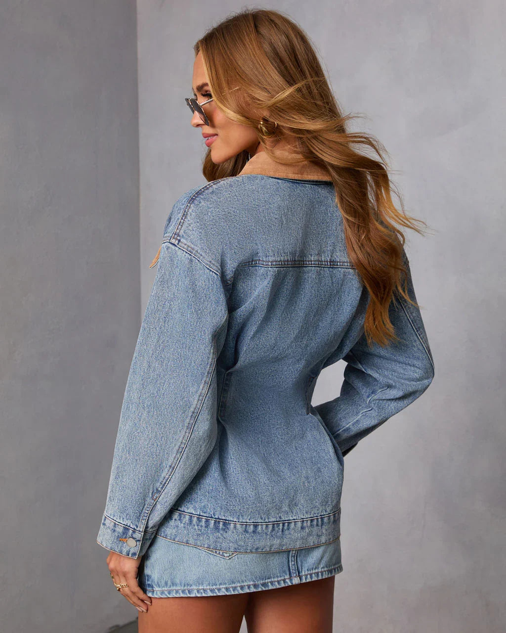 Amber Field Suede Trim Denim Barn Jacket