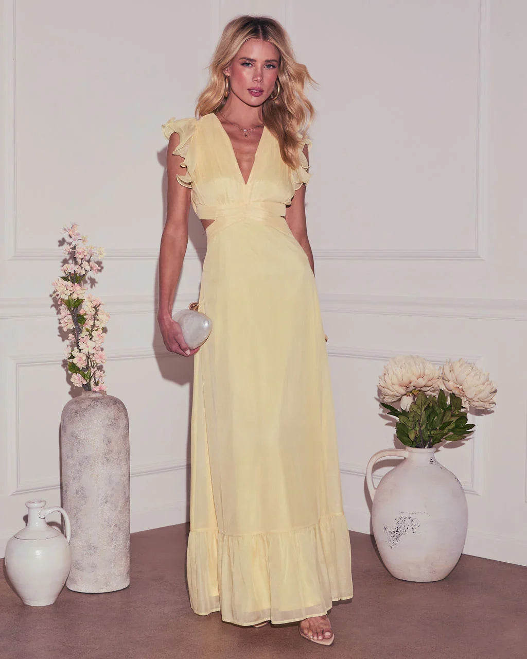 Sunsational Cut Out Chiffon Maxi Dress
