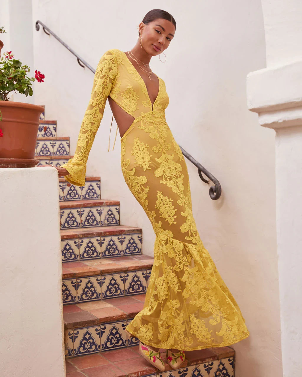 Jodie Cut Out Mesh Maxi Dress