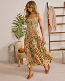 Ocean Light Tropical Print Maxi Dress
