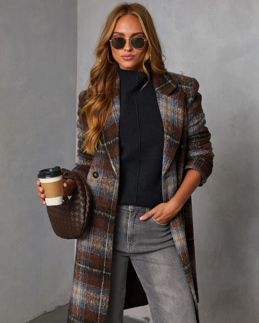 Devora Plaid Double Breasted Coat