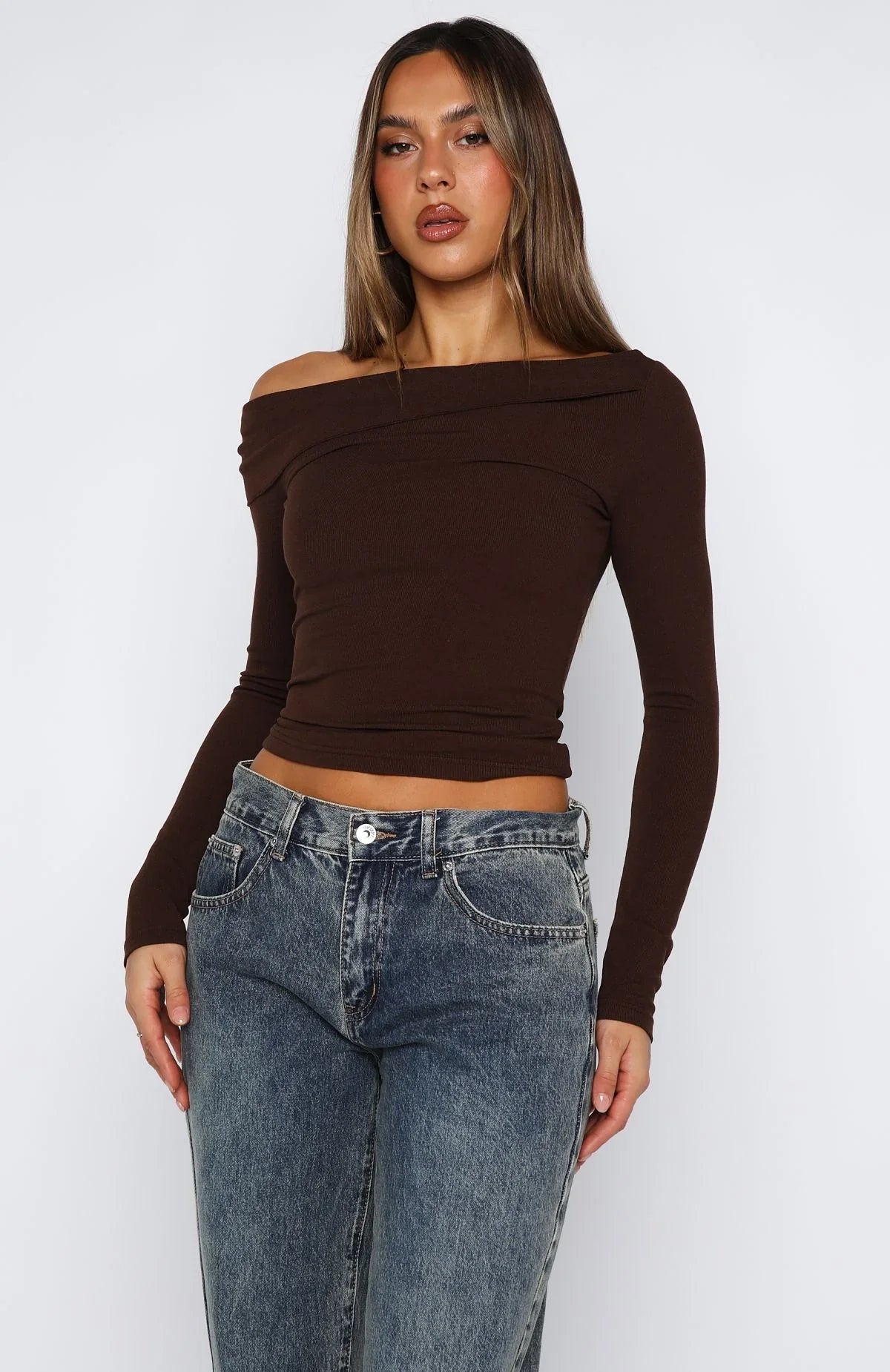 Swapping Digits Long Sleeve Top Chocolate