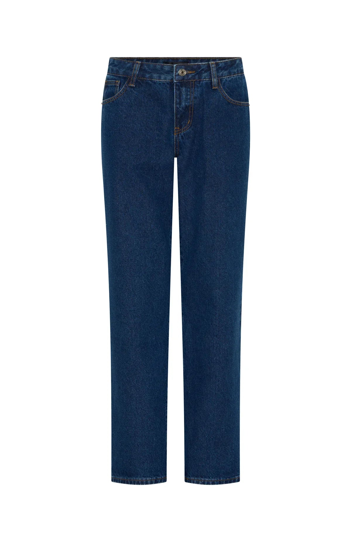 Zara Mid Rise Straight Leg Jeans Dark Blue