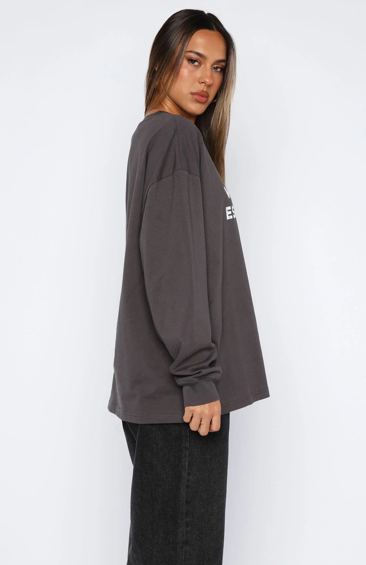 Feel The Vibe Long Sleeve Tee Charcoal
